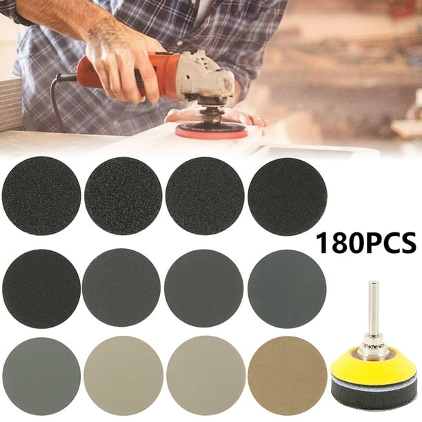 180PCS 50mm Sanding Discs Pad for Drill Grinder Rotary Backing Pads Kit